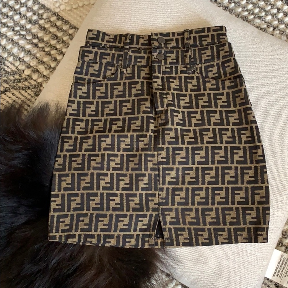 Fendi zucca monogram skirt RARE DOUBLE BAND!